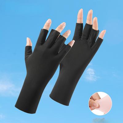 Sunscreen Gloves for Women In Summer UV Proof Thin Cool and Breathable Half Finger Riding Ice Silk Manicure Gloves