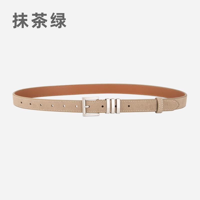 Ladies Premium Belt Dress Frosted Velvet Leather Decorative Vintage Belt Women'S