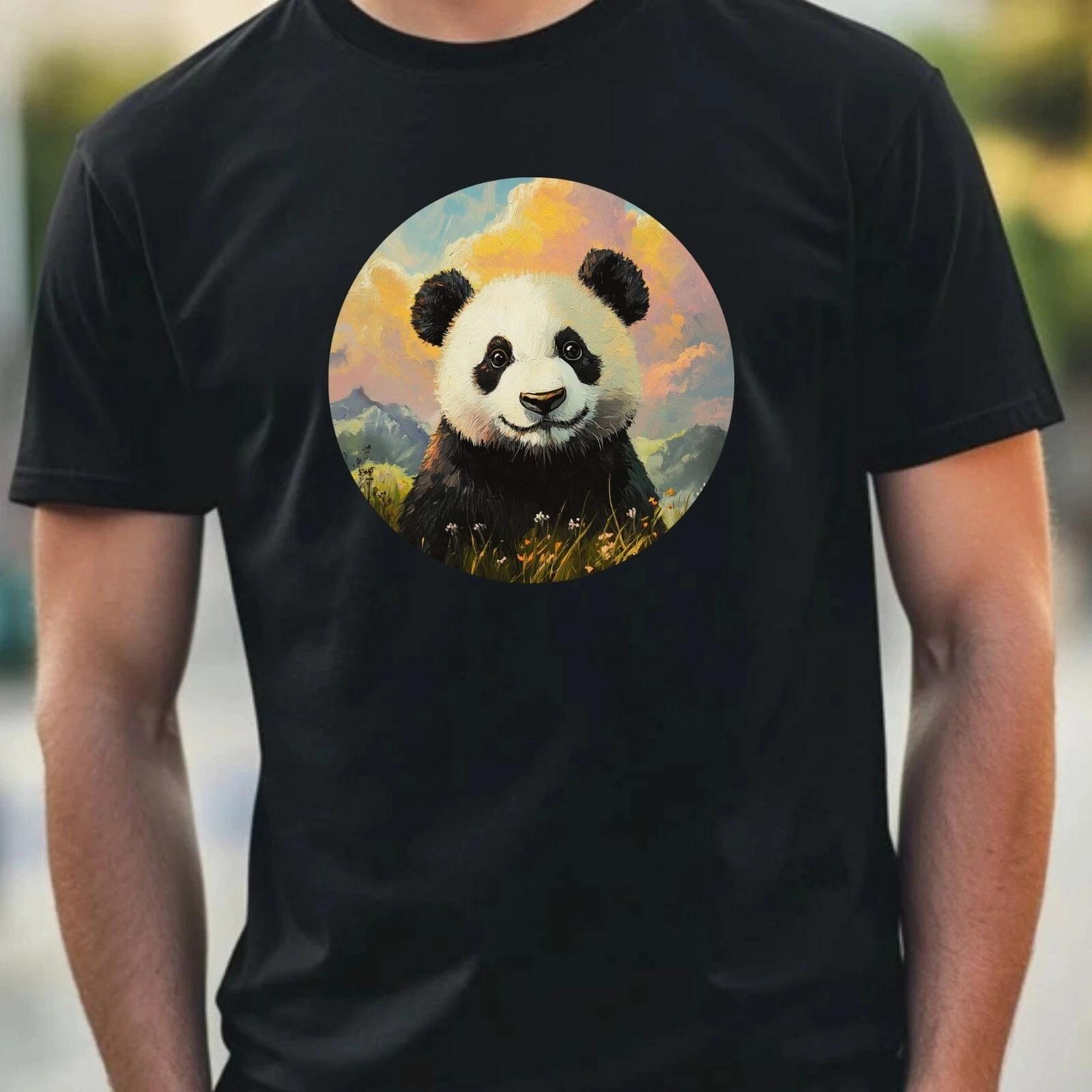 T-Shirt Herren Panda Portrait Motiv Baumwolle Größe XS bis 5XL XXL