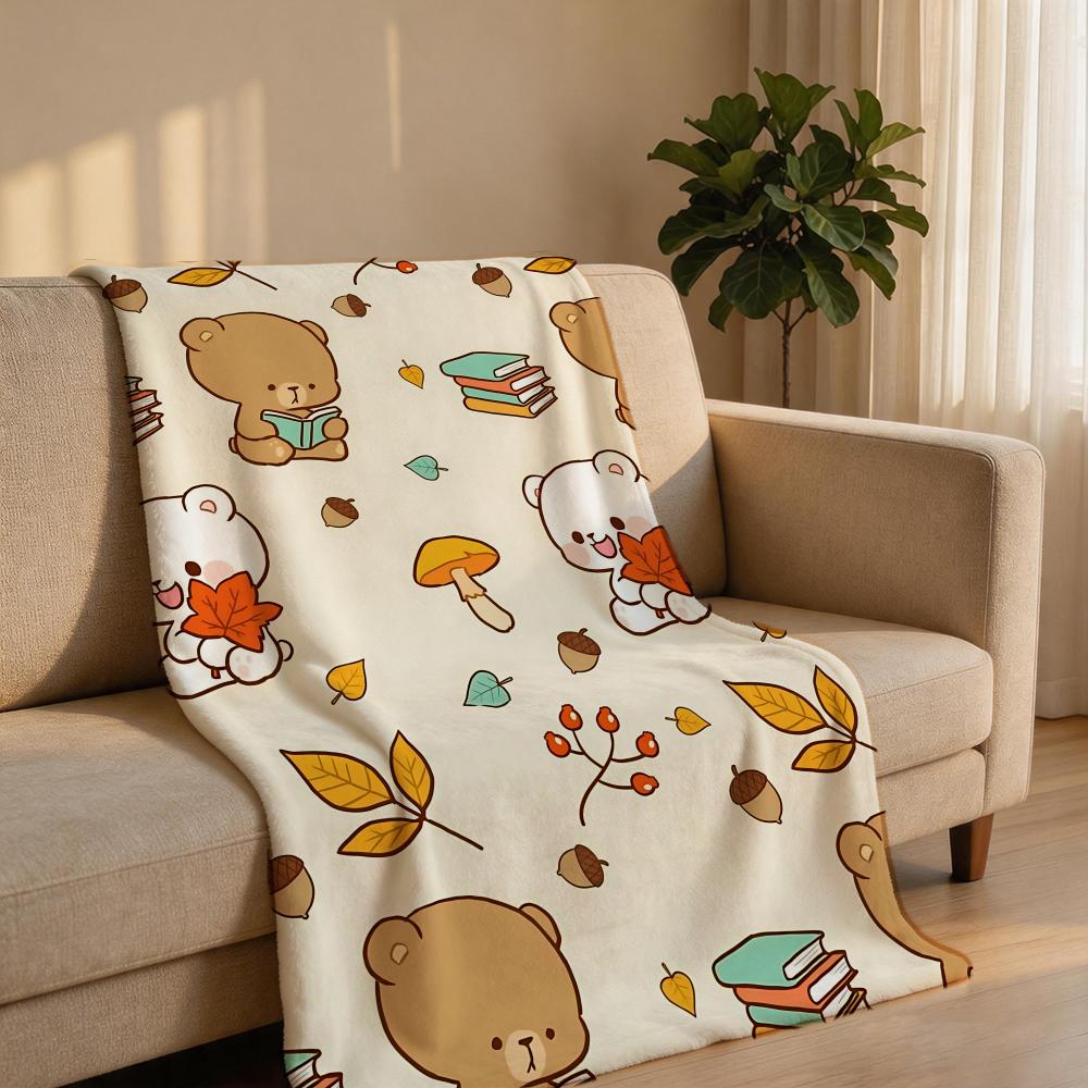 Cartoon M-Milk & MochaS Throw Short Plush Throw Blanket Soft Skin-Friendly Multi-Scene Home Office