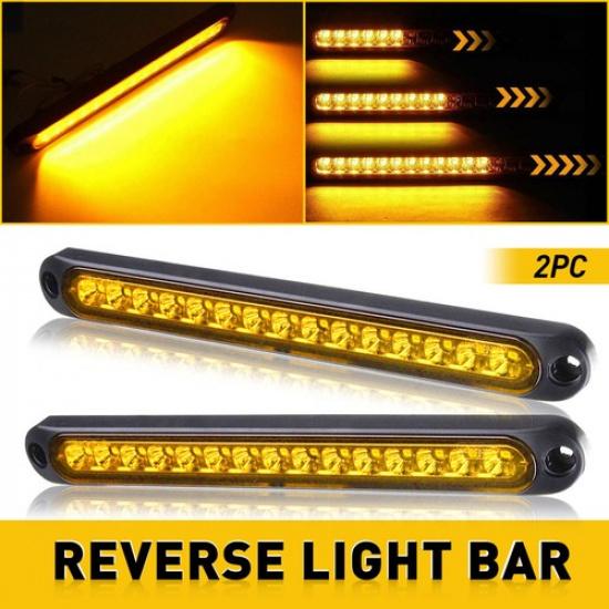 2X LED Flowing Amber Brake Turn Signal Stop Tail Light Bar Strip Truck Trailer
