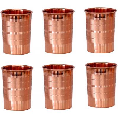 Godson (Pack of 6) GS-G-6 Glass Set Water/Juice Glass  (400 Ml, Copper, Brown)