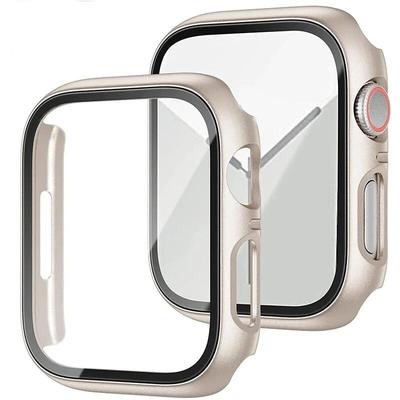 Schutzhülle aus gehärtetem Glas für Apple Watch Gehäuse Serie 9 8 7 6 5 4 SE3 3 2 1 41mm 45mm 44mm 40mm 42mm 38mm PC Bumper Schutz