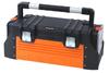 Tactix 320324 Plastic and Metal Tool Box with 2 Organizers, 26" Black/Orange