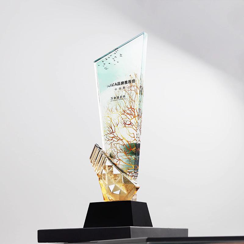 Personalisierte Kristalltrophäe, farbig bedruckt, Preis für herausragende Mitarbeiter bei Sportveranstaltungen, Souvenir für Zuhause, 1 Stück