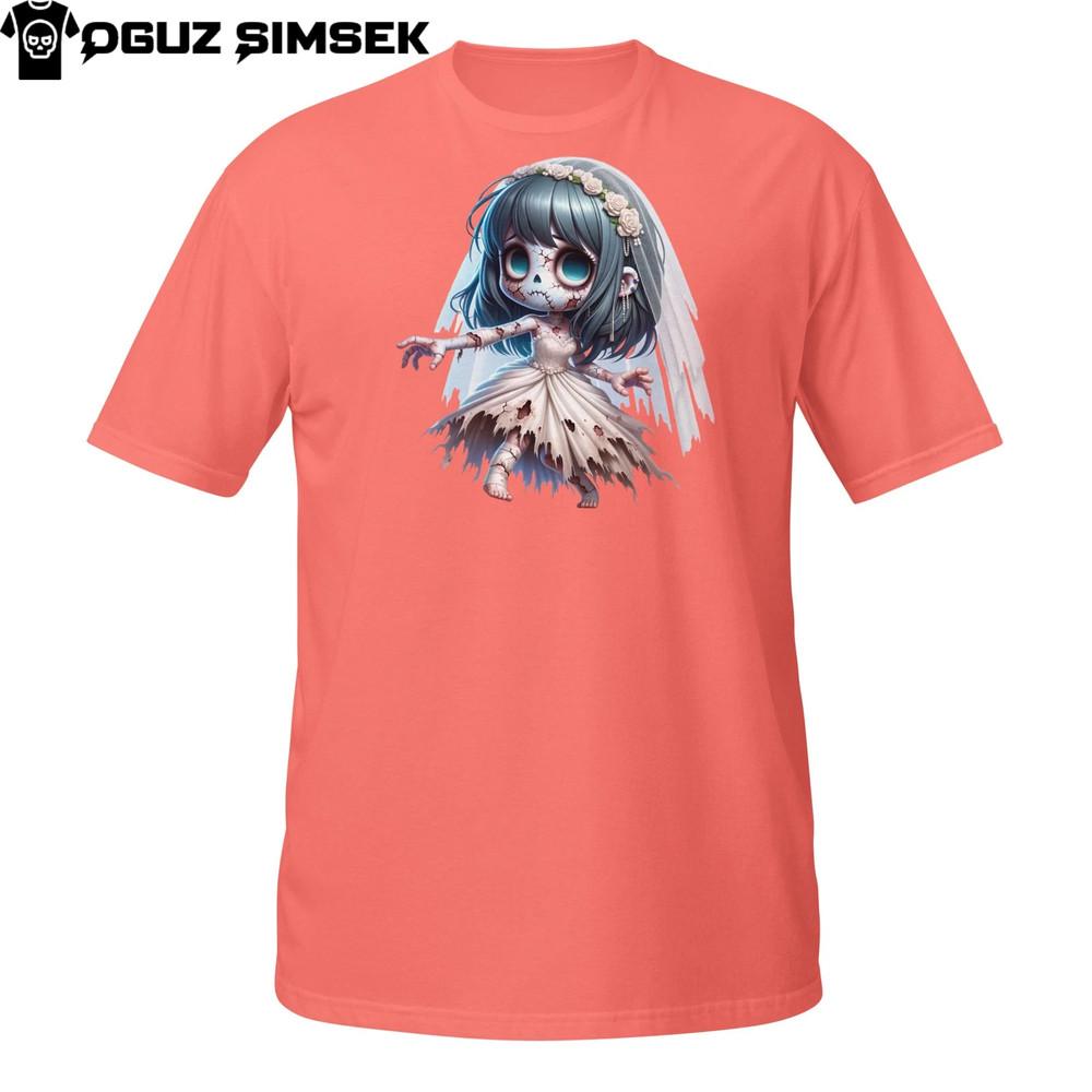 

Футболка «Невеста-зомби» – Девушка-нежить с синими волосами и рваным платьем, футболка на Хэллоуин M