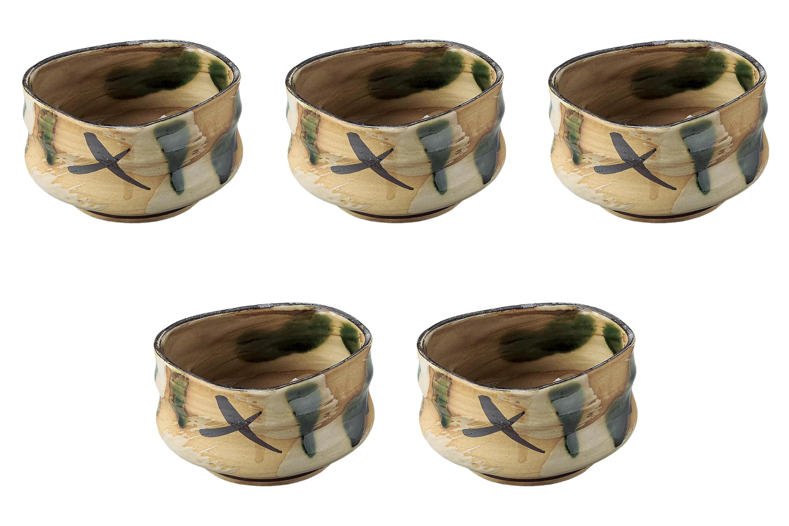 

Set of 5 Oribe Nagashi Small Bowls x Small Bowls Setomonohonpo [10.5 6cm]