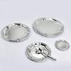Silver Stainless Steel Cake Tray Round Mirror Surface Dessert Plate for Restaurant Buffet Food Display