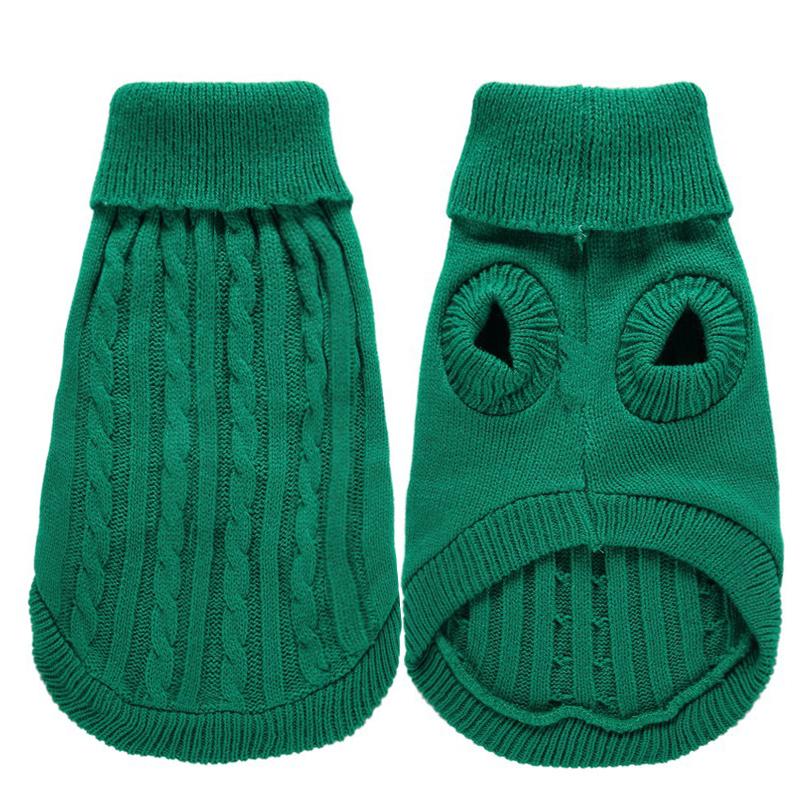 Solid Color High-Neck Cable Knit Eco-Friendly Pet Sweater Warm Autumn/Winter Pullover Dogs Cats 12 Vibrant Hues Simple Soft