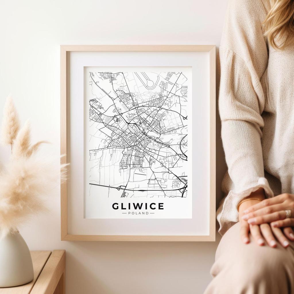 Poster mappa della città Gliwice