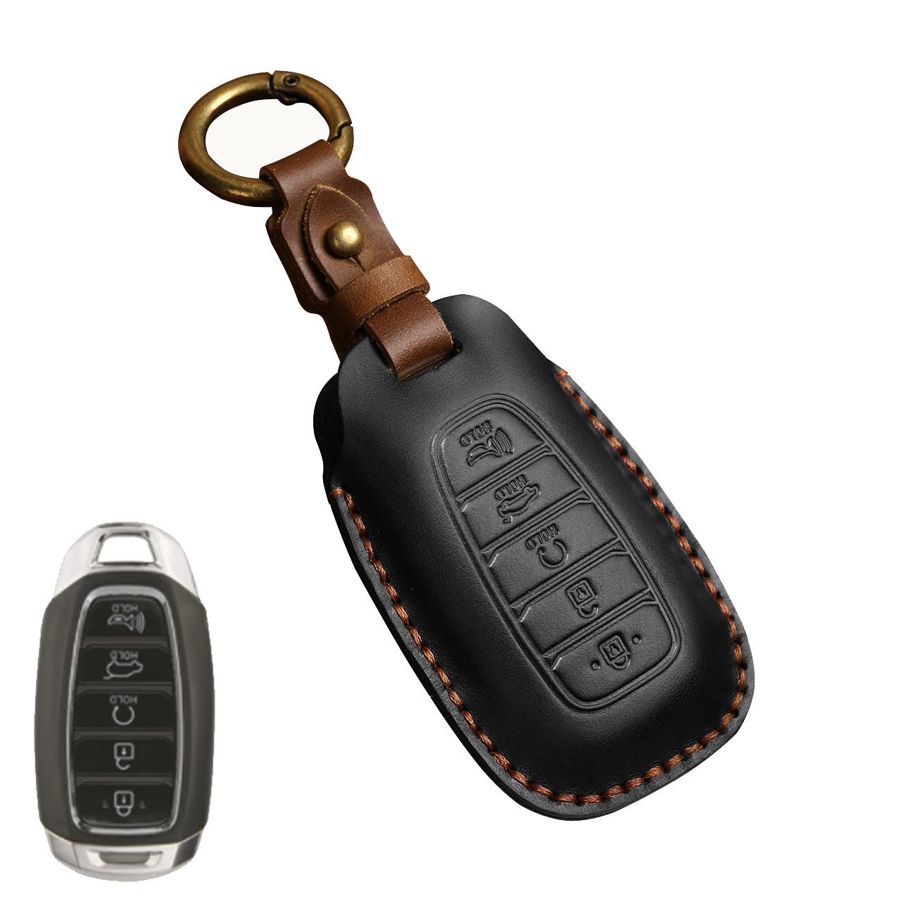 The key cover is suitable for Hyundai Fista Elantra Mingtu Xinshengda car key bag, cowhide keychain.