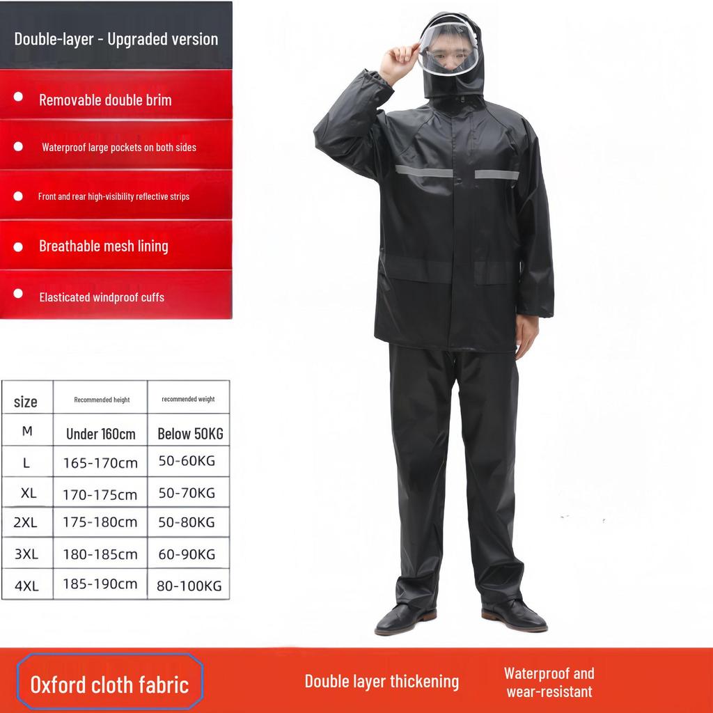 Protective Reflective Motorcycle Rain Suit - Ideal for Construction, Cycling & Riding
