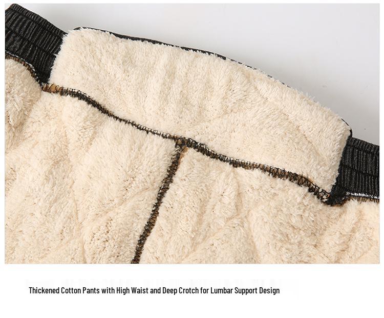 Men's Lambswool Winter Set: Warm Cotton Jacket and Pants for Elderly, Multi-Pocket Design