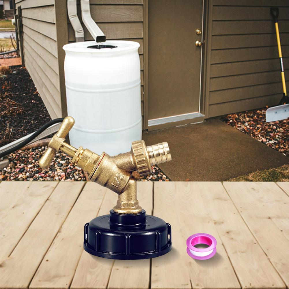 Brass 1/2 inch IBC Tap Valve Accessory for Water Dispensing Compatible with Various Buckets Outdoor Faucet Spout and Adapter Cap