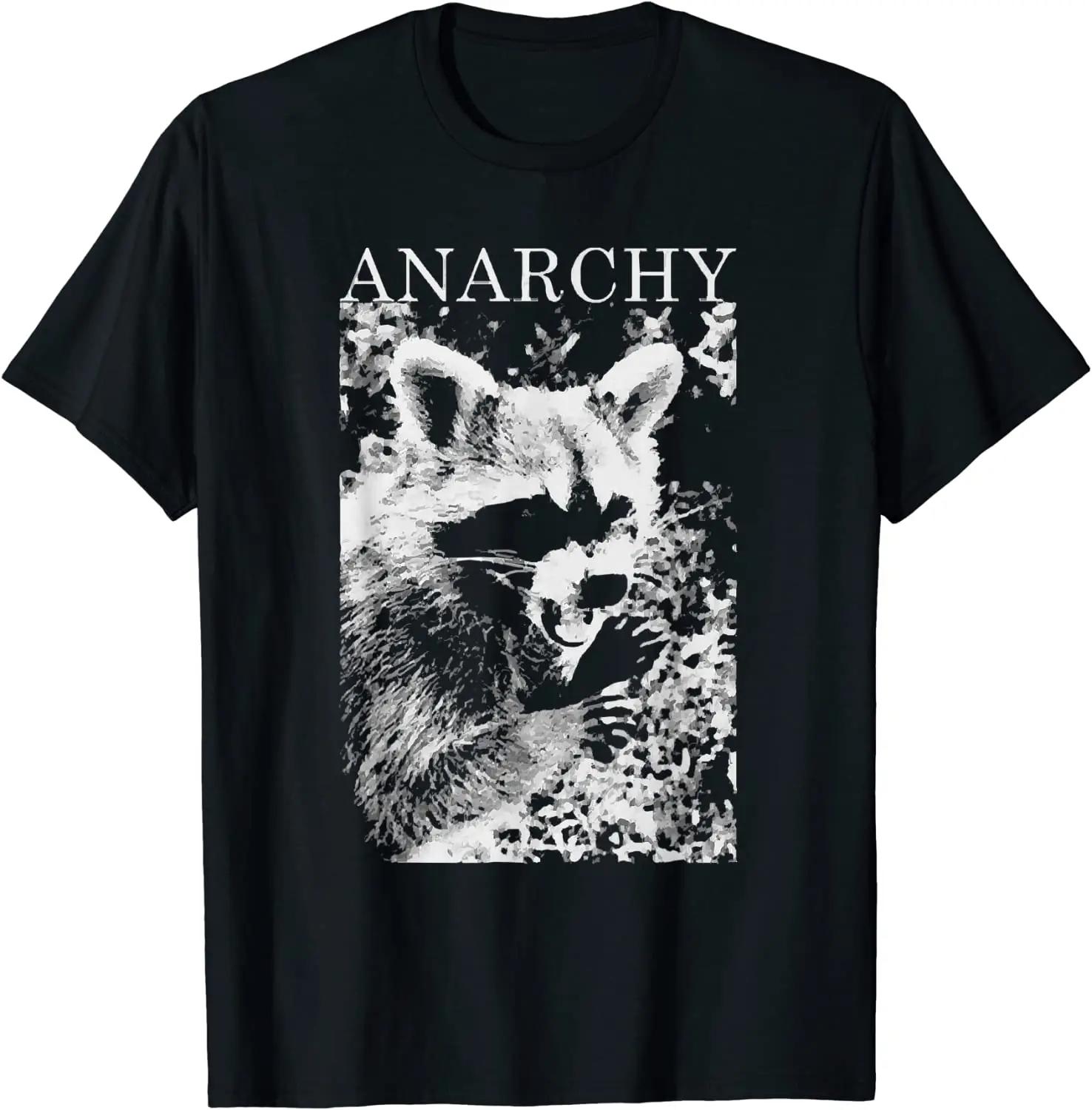 

Футболка ANARCHY RACCOON FUNNY Мужские футболки Винтажные футболки Графические футболки Футболки большого размера Повседневные хлопковые футболки на все времена S