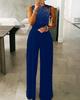2023 Strass Weitbein-Jumpsuit: Europäischer & Amerikanischer Sommerstil, Taillenbetontes einfarbiges Kleid
