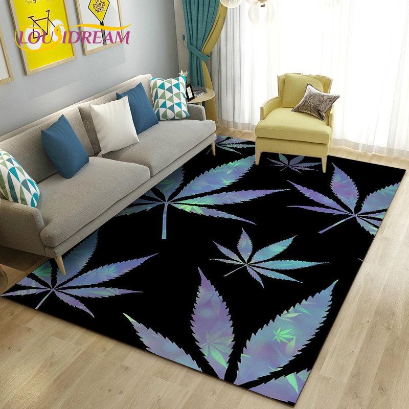 Reggae Music Jamaican Maple Leaf Area Rug,Carpet Rug for Living Room Bedroom Sofa Doormat Decoration,Kid Play Non-slip Floor Mat