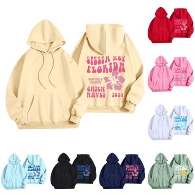 Sudadera con capucha y estampado preppy de manga larga ligera con bolsillos para mujer