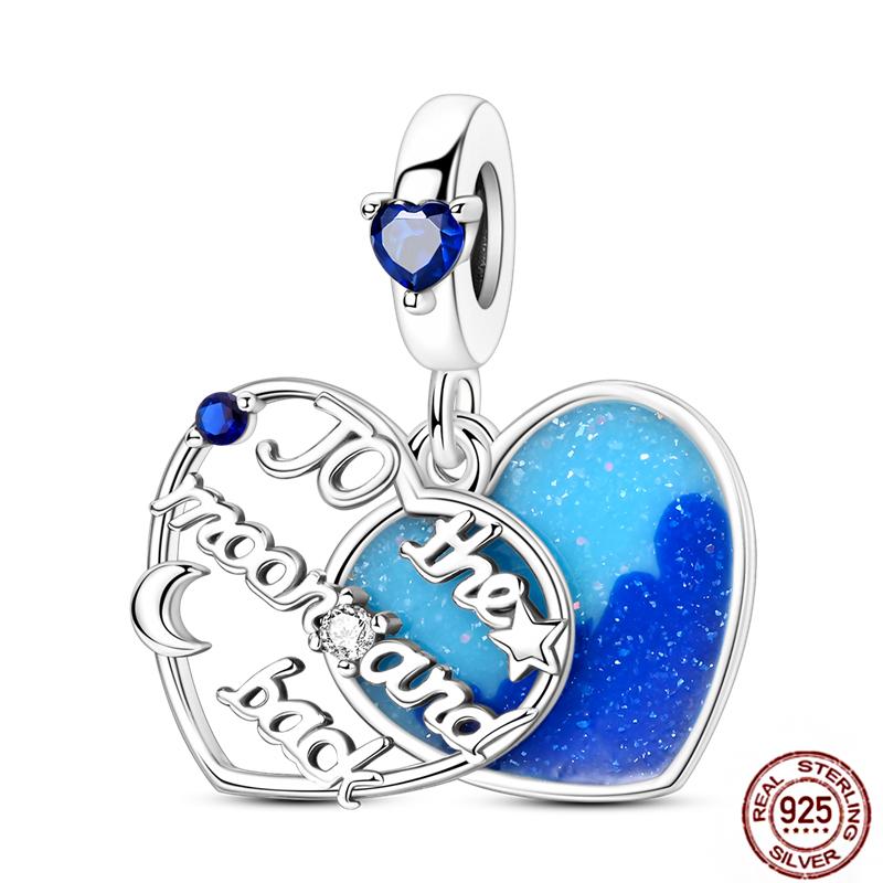 Blue Series Charms Plata Copper Evil Eye Moon Airplane Dolphin Sea Turtle Love Mini Beads For Bracelet Diy Jewelry