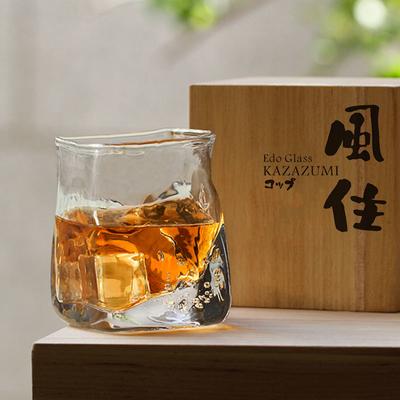 EDO Cam KAZAZUMI Viski Kristal Bardak Japon El Yapımı Sanat Kabarcık Züccaciye Şarap Bardağı Rüzgar Tutma Rastgele Viski Tumbler