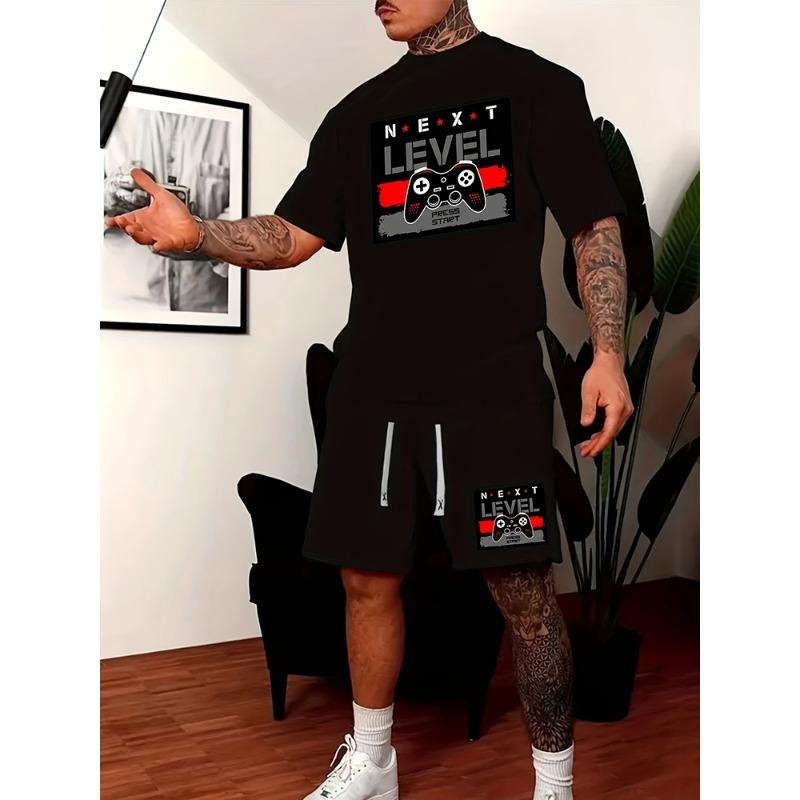 Men's Casual Outfit Set Yellow Duck Print Men's T-shirt & Beach Shorts Set Summer Short-sleeved Street Fashion Sports Shorts