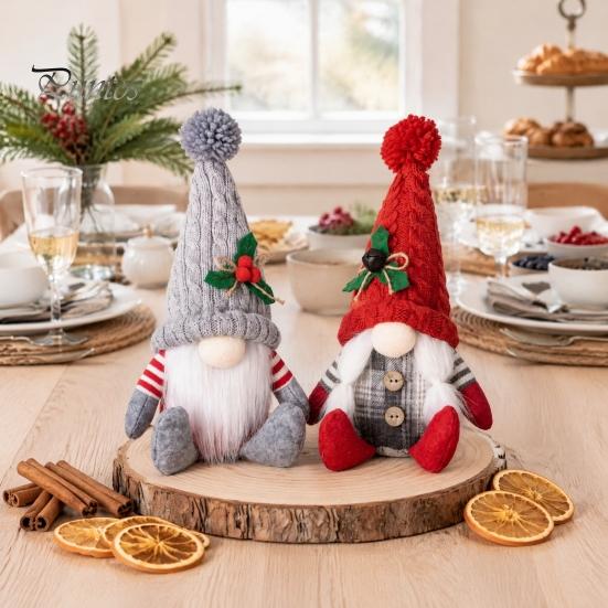 Acrylic Festive Party Supplies Faceless Plush Doll, Christmas Tree Hanging Ornaments, Knitted Rudolf Stuffed Holiday Ornaments Toy, Nordic Window