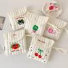 Süße Große Kapazität Kirsch Herz Stickerei Kosmetiktasche Menstruationstuch Aufbewahrung Make-up Tasche Kleine Gegenstände Tasche Baumwollstoff
