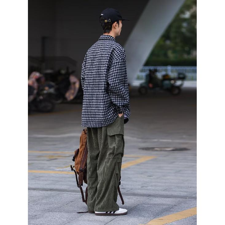 2024 Plaid Long Sleeve Shirt Japanese Hong Kong Style Ins Loose Shirt Boys Summer Trendy Versatile Casual Coat