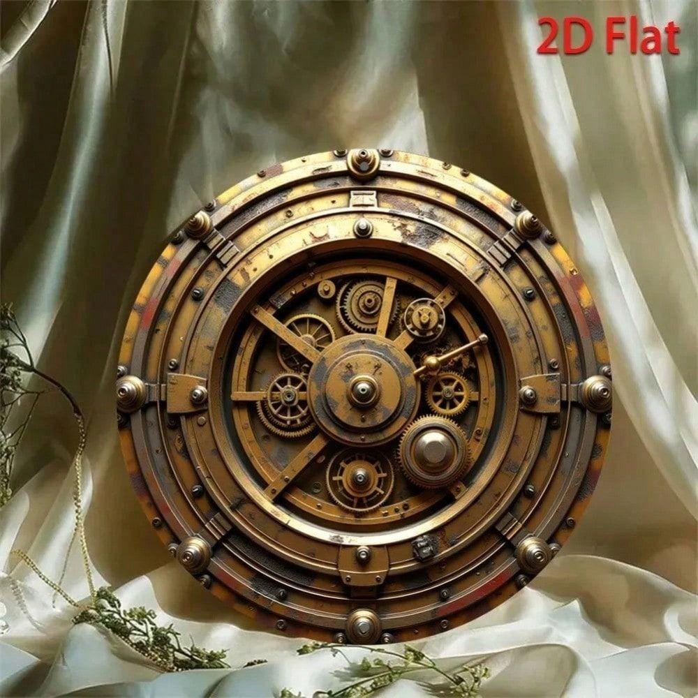 Vintage Industrial Metal Wall Art Clock Decor