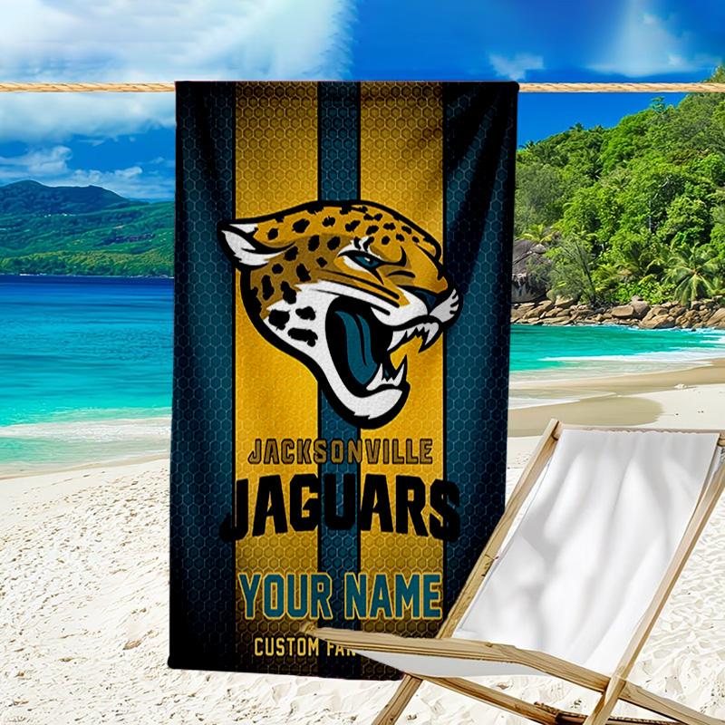 Custom Name Beach Towel Jacksonville Team Spirit Beach Towel, Soft Microfiber, Gift for Her/Him, Birthday, for Pool, Beach, Travel, Fan Gifts