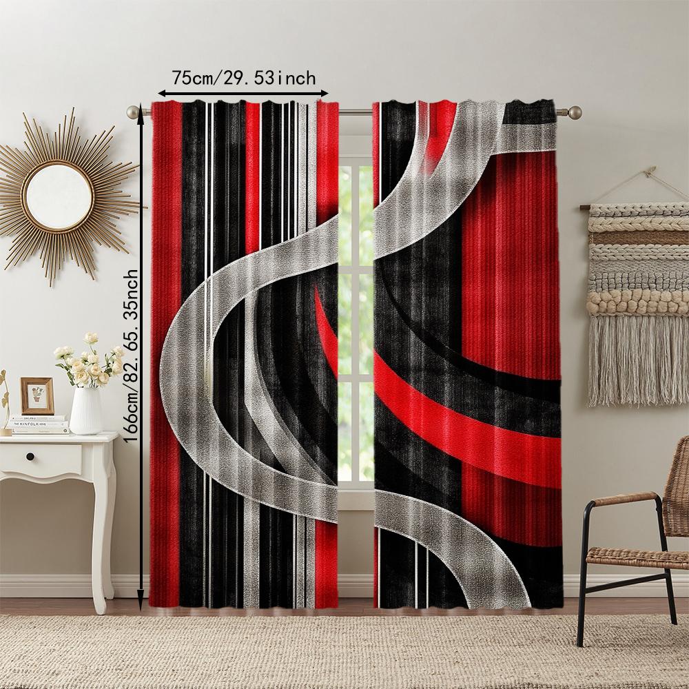 2Pcs Abstract Curtains Rod Pocket Design For Easy Installation Window Drapes For Bedroom Living Room Home Decor Window