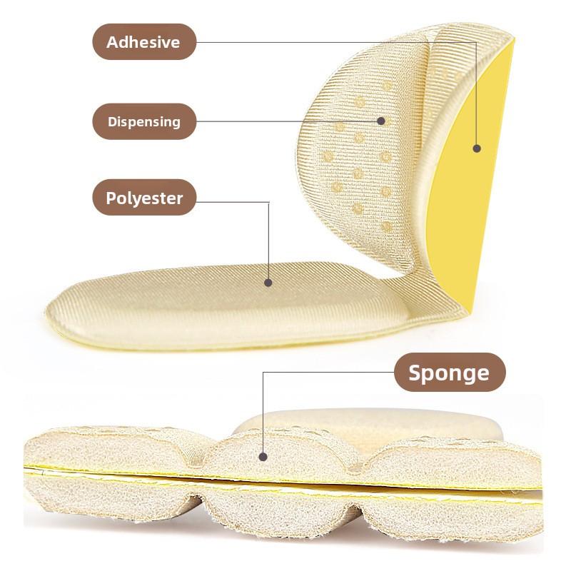 2-in-1 heel sticker, high heels thickened, anti-wear and anti-wear, no heel adjustment, half-size pad dispensing glue, anti-skid heel sticker