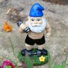 Outdoor Fun Fitness Dumbbell Weightlifting Gnome Courtyard, Lawn, Terrace, Indoor Gnome Statue Decoration