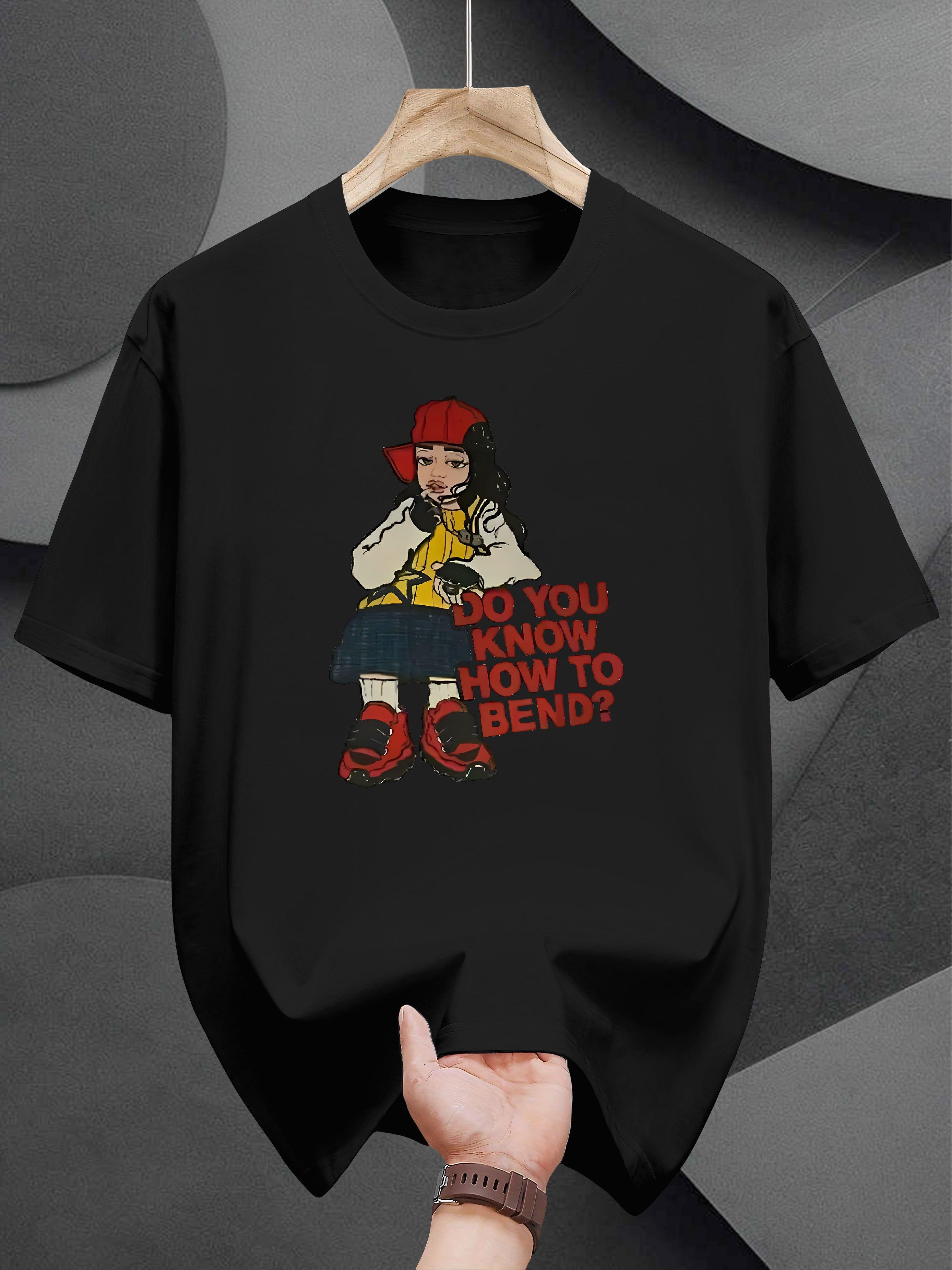 

Casual Cotton T-shirt with Humorous Print - So You Know How to Bend Design M