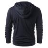 Men Winter Drawstring Vintage Leather Patchwork Long Sleeve Hooded Tops Blouses
