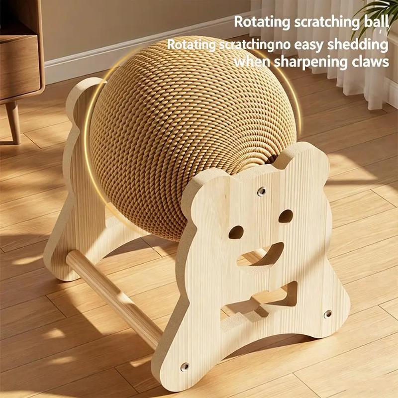 Elephant Shaped Cat Scratcher Solid Wood Stable Triangular Sisal Ball Toy for Home Pet Cats