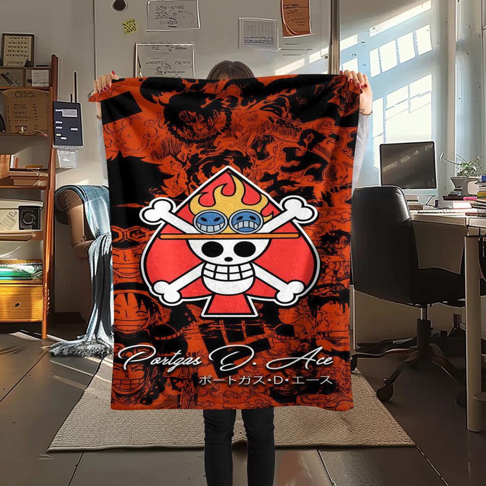 1PC One Piece Straw Hat Pirates Patterned Flannel Blanket Suitable For All Seasons For Home Decor Warmth And Comfort Gifts Holiday Present