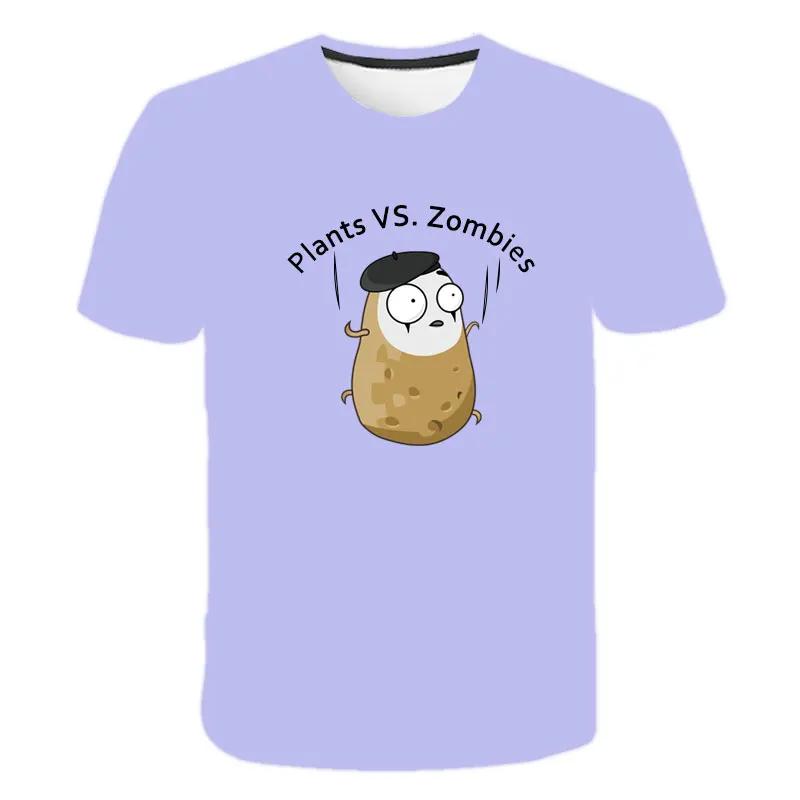 2025 MINISO Tricou Copii Mânecă Scurtă Joc Copil Plante Zombi Haine Desene Animate Copii Băiat Topuri Tricouri Tricou Băieți Mazăre Tragătoare Tricouri