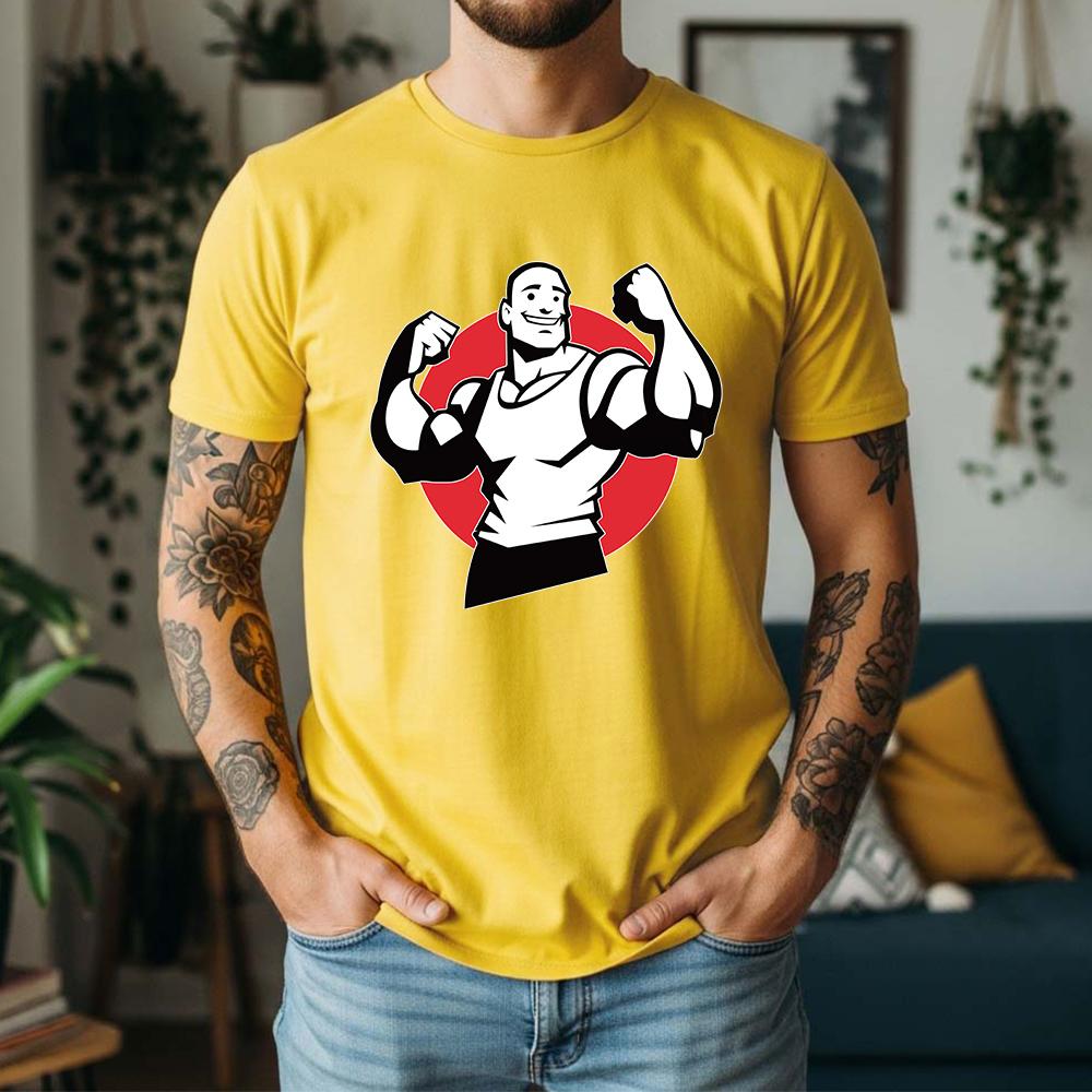 Summer Men's 100% Pure Cotton T-Shirt Gym Bro Muscle Flex Cartoon Casual Tee Short Sleeve