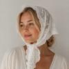French Style Lace Triangle Scarf Vintage Wedding Headscarf All-match Crochet Head Scarf  Party