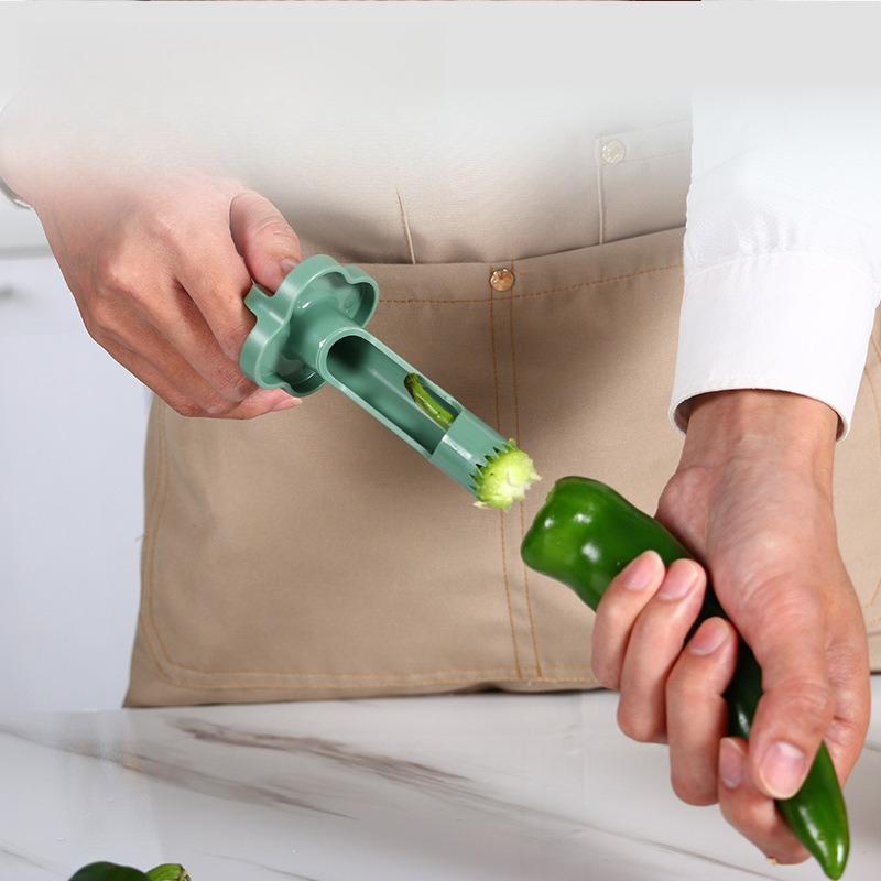 Gadgets Kitchen Vegetable and Fruit Seed Remover, Bell Pepper Core Remover Portable ABS Plastic Core Remover
