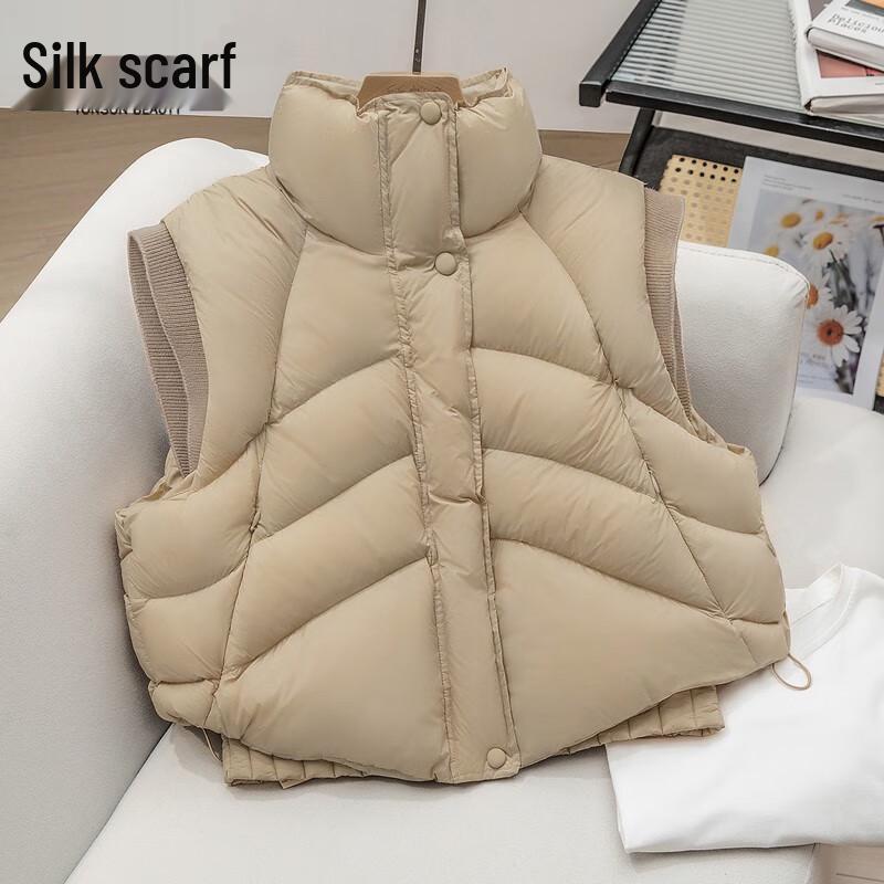 

Women s Stand Collar 90% Down Loose Fit Puffer Vest XL
