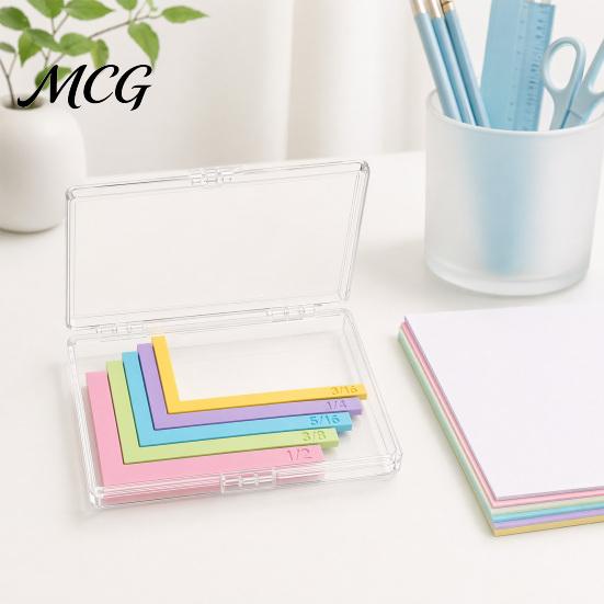 Framing Spacer Ruler Set Paper Crafting Alignment Guides with Storage Case, 5 Pcs Color-Coded L-Shaped Engraved Size Markings Spacers Tabs for