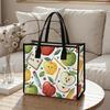 Cute Apple Print Tote Bag For Daily Use Portable Lightweight Shopping Shoulder Bag For Women
