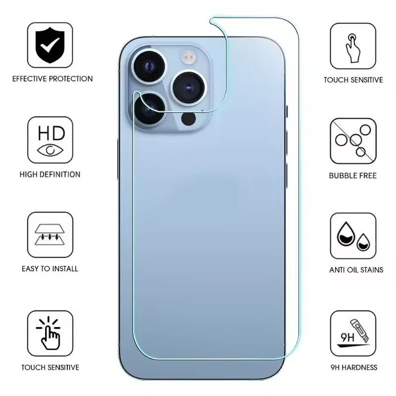 3PCS Back Screen Tempered Glass For iPhone 16 15 14 13 12 11 Pro Max Plus Mini  7/8 X XR XSmax Phones Rear Screen Protector Films