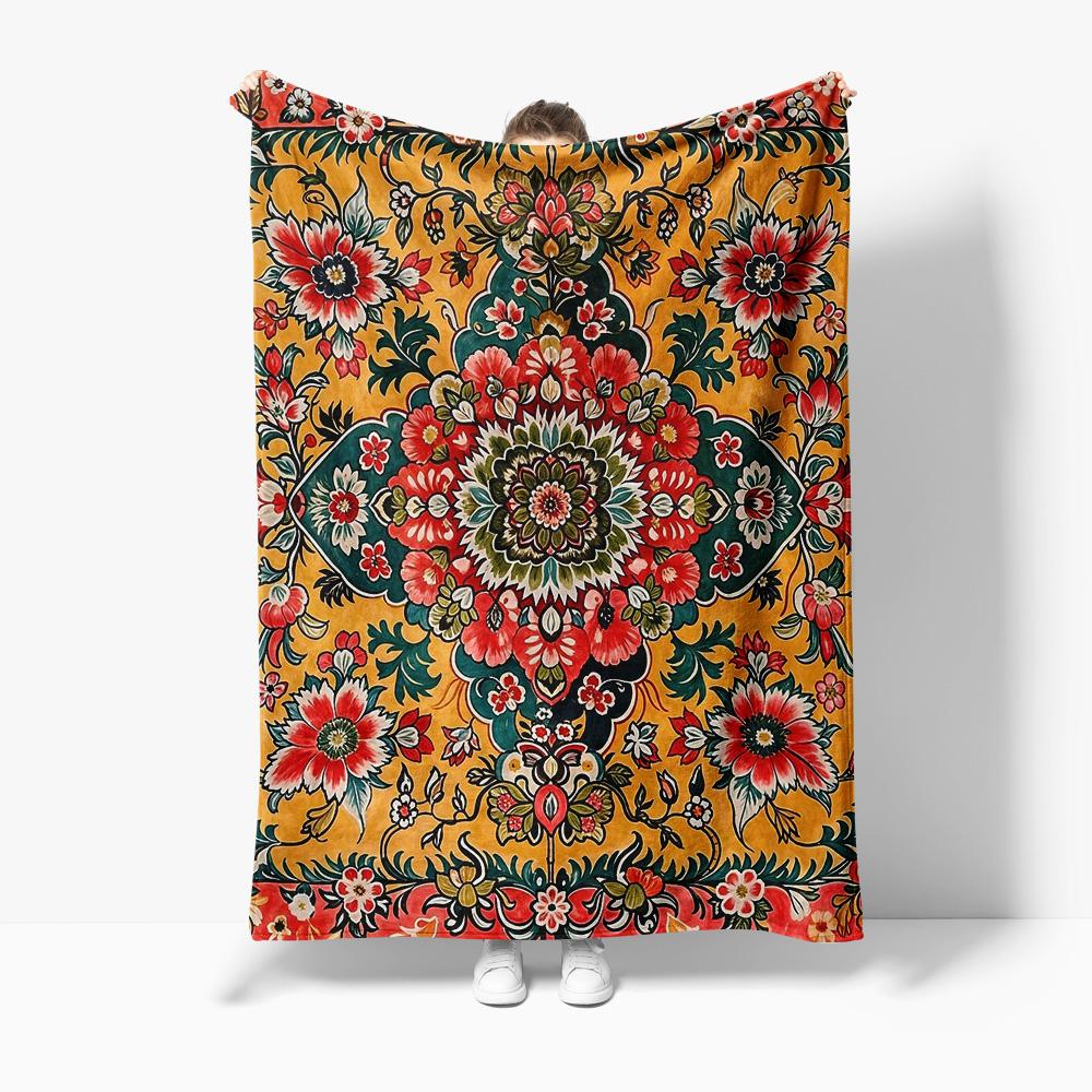

Floral Paisley Fleece Blanket Soft Warm Throw Sofa Bed Decorative Bedspread for Home Living Room Bedroom 130x150cm51x59in