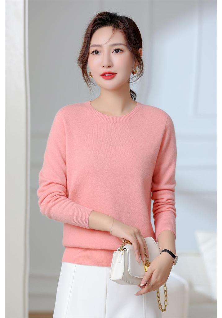 Women's 100% Pure Cashmere Round Neck Sweater - Autumn Winter Collection
