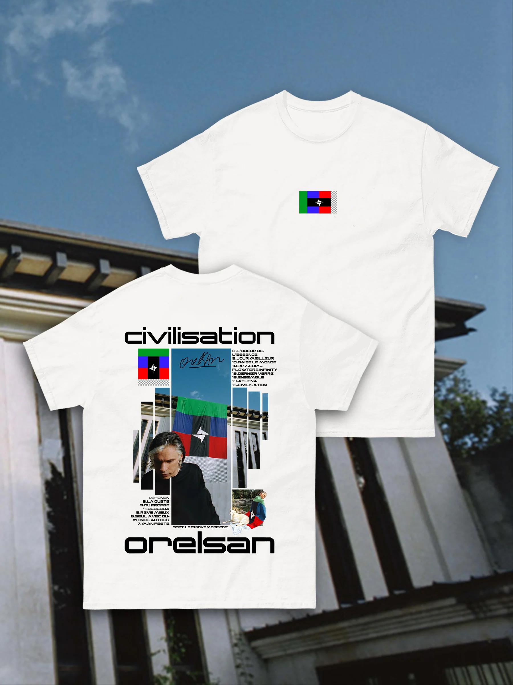 

Limited Rapper Orelsan Civilisation Album Graphic T Shirts Unisex Soft Cotton Tshirt Unisex Women Hip Hop Fashion Pop Music Tshirt M