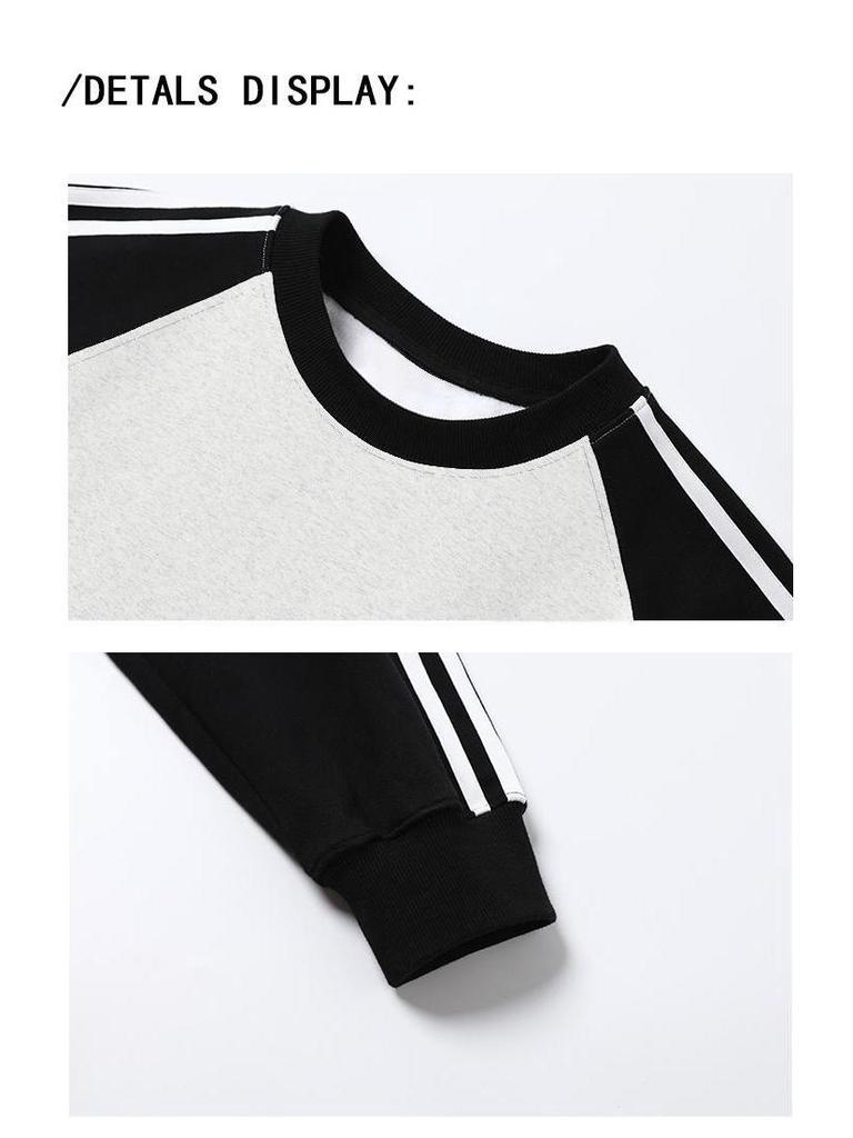 Sweat-shirt pour femme color-block doublé polaire: Manche longue raglan ample, col rond, parfait pour l'automne et l'hiver.