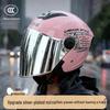 3C Class A Electric Motorcycle Helmet with Silver Lens, All-Season Safety for Men & Women, Ideal for Food Delivery.